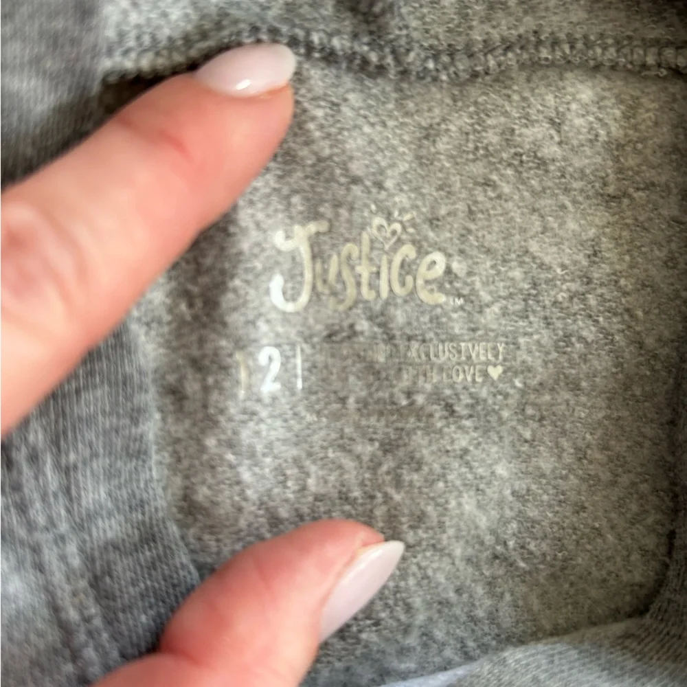 Justice Gray Sequin Smiley Hoodie Size 12